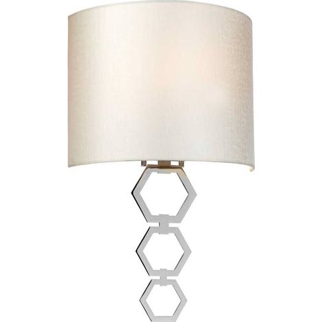 Lampada da parete Clark Medium a 1 luce, cromo lucido, paralume in finta seta avorio (1/5)