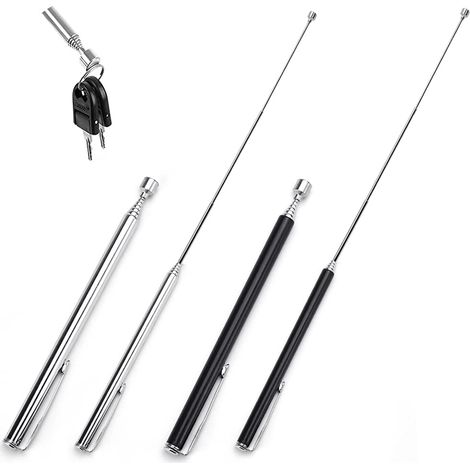 4 PCS Magnetic Telescopic Tools in Stainless Steel, 12.5 to 65 cm, Easy Telescopic, Portable Magnetic Pickup, Magnetic Telescopic Handles for Wrenches, Pliers, Screws, Nuts, Bolts