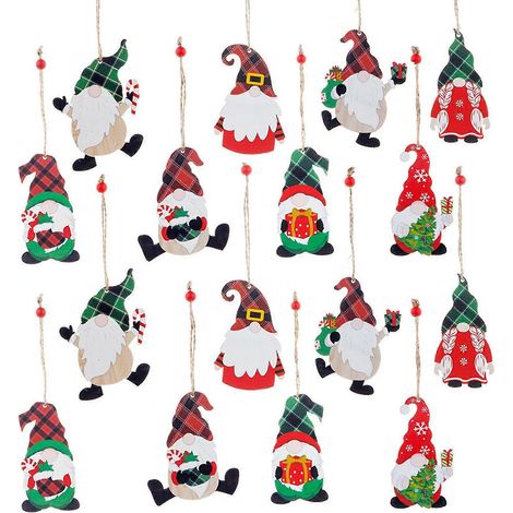 Decoraciones navideñas Adorno navideño Muñeco de madera sin rostro Colgante del viejo Rodolfo (1/2)