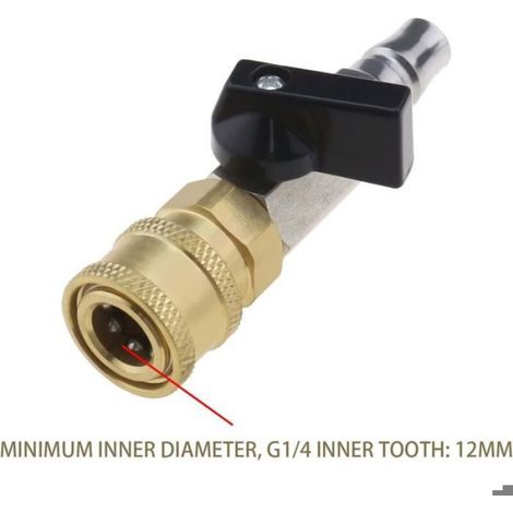 Raccord Rapide Air Comprimé - Vanne Boisseau Sphérique - Filetage Mâle 1/4 Pouces - Laiton Acier Inoxydable - 1 Pièce (1/4)