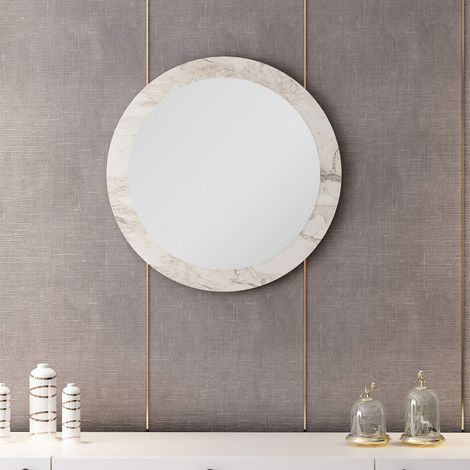 Panneau de Particules mélaminé, Miroir, Blanc, Chrome, 60 x 2 x 60 cm (1/2)