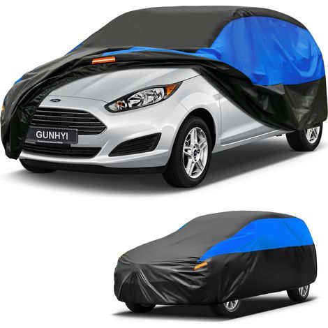 Housse de Voiture Imperméable et Respirante, Bâche pour Ford Fiesta, Housse de Voiture Noire et Bleue, Bâche de Garage Complète pour Protéger de la Pluie.,Convient pour Ford Fiesta (1/5)