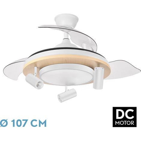 FABRILAMP Ventilador Dc Gladiator 59w Blanco/haya 3asp.107d 6980lm 3000-4500-6500k Remoto+memoria+temporizador (1/4)