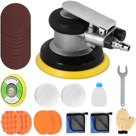 Ponceuse orbitale pneumatique de 125 mm, 12 000 tr/min, excentricité de 5 mm, pour le ponçage et le polissage des surfaces automobiles, du bois et du métal. (1/5)