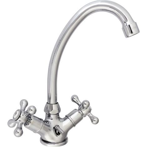 Rousseau Beverley rubinetto lavabo argento meccanico ceramica