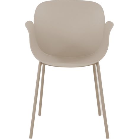 Lot de 4 fauteuils de table intérieur et extérieur en plastique et métal - Beige - ACAPULCO (1/5)