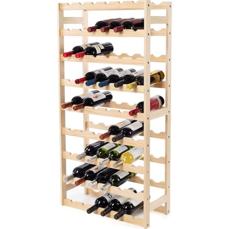 Range bouteilles en bois naturel - COMPACTOR - 60 x 27 x H.121 cm - Bois clair