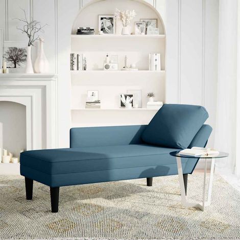 Fauteuil relax Fauteuil long avec coussin et accoudoir droit bleu velours (1/5)