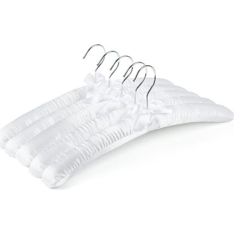 Lot de 10 Extra Longs Cintres en Satin Blanc 38cm, Cintre en Soie Douce pour Mariée T-Shirts Chemises Manteaux Robe Pulls H239 (1/5)