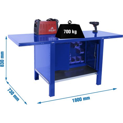 Simonrack Robustes Arbeitsbank Blau 1800x830 mm