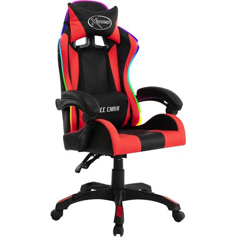 Maison Exclusive - Gaming-Stuhl mit RGB LED-Leuchten Rot und Schw (1/5)