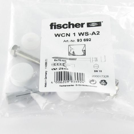 KIT Fixation WC Vis Laiton 6X70 FISCHER-5 pièces (1/2)