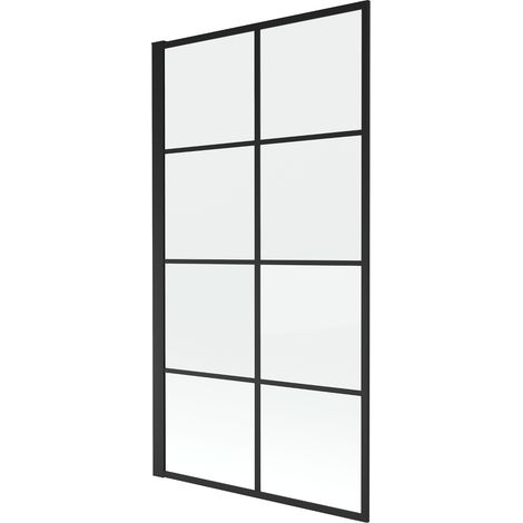 Mampara de Bañera 1 hoja Vidrio transparente, 80x140 cm, Perfil negro