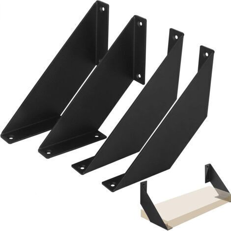 Wandregalhalterungen, 4 Stück, schwarze Regalträger, robuste Regalstifte, Regalwinkel, Wandregalhalterungen, Eckregalhalterungen, für Schlafzimmer, Küche, Büro, Bibliothek