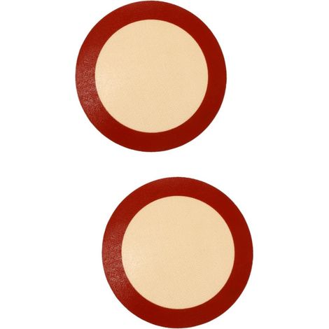 Amosfun Lot De 2 Plaques De Cuisson Rondes En Silicone Pour Four À - Résistantes À La Chaleur Antiadhésives Et Antidérapantes 20 Cm'Beige Rouge Foncéx2pcs'20X20CMx2pcs