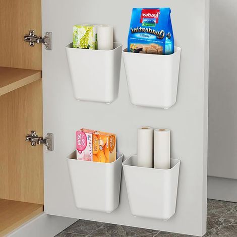 Scatole portaoggetti da parete autoadesive da 4 pezzi, scatola portaoggetti per piccoli oggetti, scatola portaoggetti per ante di mobili da cucina, per guardaroba, bagno, frigorifero (1/5)