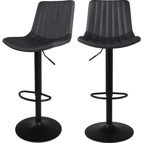 Set de 2 sillas de bar en cuero sintético gris oscuro 62,5/83 cm - Killi (1/4)