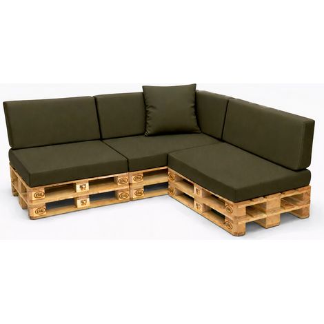 Set 8 coussins palette  assises 120x80 dossiers + 120x40 kit coussins canapé de jardin Vert coussins pour mobilier de jardin (1/5)