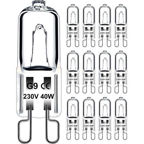 Ampoule G9 40W 230V Dimmable Blanc Chaud, Ampoule Halogène G9 Tolérance de 300°C, Ampoule Four G9 Pour Four Micro-ondes Cuisinière Plafonniers, Lot de 12 (1/4)