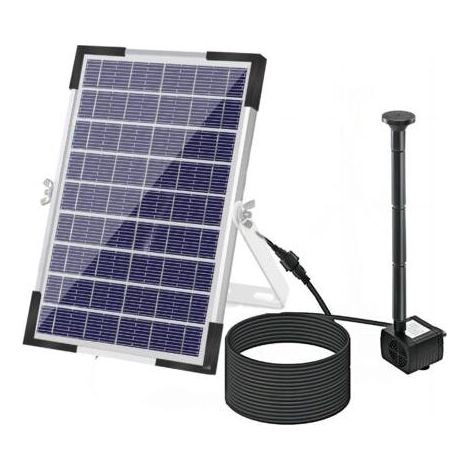 Pompe de fontaine solaire 5 W avec grand panneau solaire 3 buses Hauteur d'eau max. 75 cm pour abreuvoir à oiseaux, aquarium, petit étang, décoration de jardin (1/5)