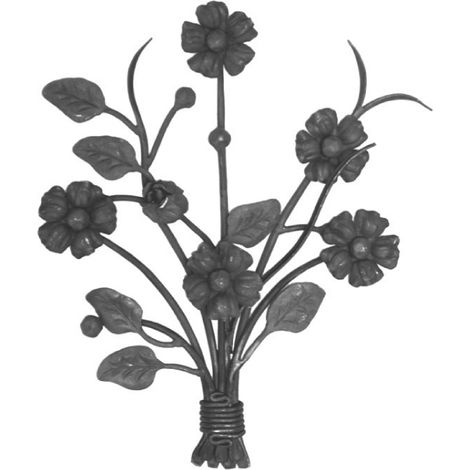 Bouquet di fiori in ferro battuto martellato - Altezza 440 mm Larghezza 330 mm - Ferro battuto - Saldatura