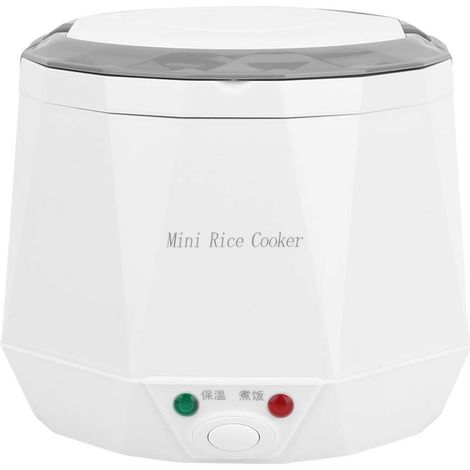 Mini-Reiskocher, 1,6 l tragbarer elektrischer Mini-Reiskocher, Reiskochgerät, Dampfgarer fürs Auto, 12 V, Weiß