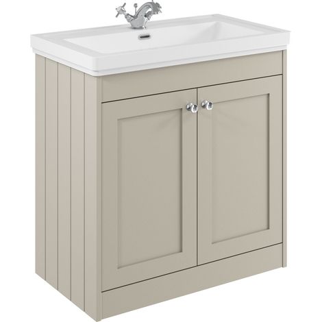 Balterley Butterton 800mm Floor Standing 2 Door Unit with Classic Basin 1 Tap Hole - Pebble Grey