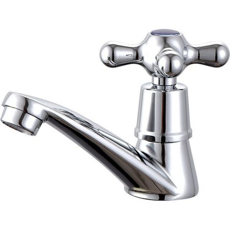 CHOYCLIT Einzelner Kaltwasserhahn, Chrom Einzelner Kaltwasserhahn Waschbecken Wasserhahn, für Zuhause Badezimmer Toilette Waschbecken Waschbecken Küche