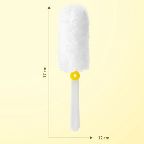 Plumeau à main à adsorption électrostatique, lavable, fibres de nettoyage remplaçables, télescopique, pour le nettoyage des sols et des bureaux, blanc plat (1/5)