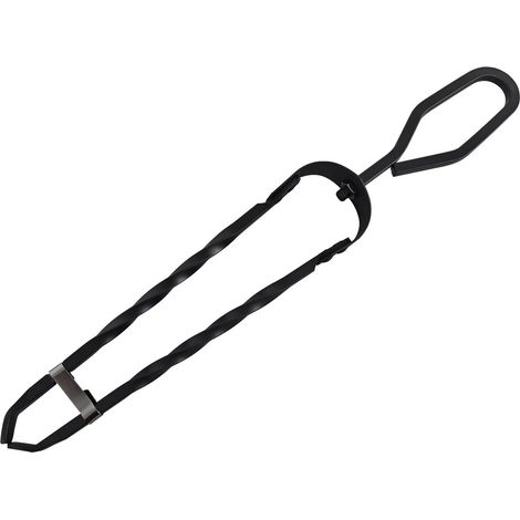 Relaxdays Kaminholzzange, Schmiedeeisen, 46 cm lang, Kaminzange für Holz & Briketts, Feuerzange Kamin, Ofen, schwarz