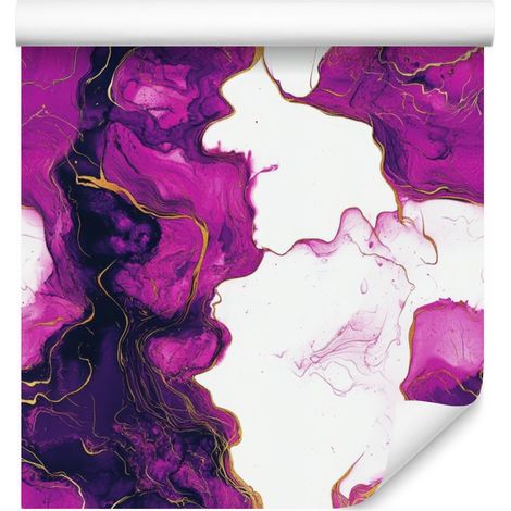 Papel pintado tinta violeta, blanco e índigo para salón y dormitorio, 50x1000 cm (1/5)