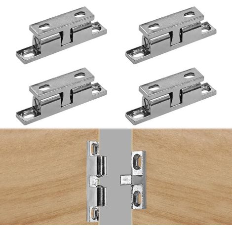 Double Loqueteau à Bille, 4 Pièces Rouleau Loqueteau Fermeture, Réglables Loquet pour Armoire Placard Cuisine Meubles (1/5)