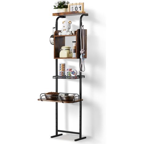 Futterstation 500 x 198 x 1450 mm, erhöhte Hundenäpfe, erhöhter Ständer für Hundenapf, Fressnapf, Hundenapfständer, Napfhalter höhenverstellbar, Hundebar für große, mittelgroße & kleine Hunde (1/5)