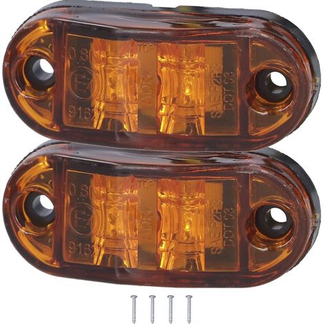 1 Paire de Feux Clignotants de Camion 10-30 V 2 Feux Latéraux LED Rectangulaires avec 25 Cm de Fil de Frein Arrière Queue de Cochon Lampe de Recul pour Remorque Camion RV Bus Caravane Bateau(Jaune) (1/5)