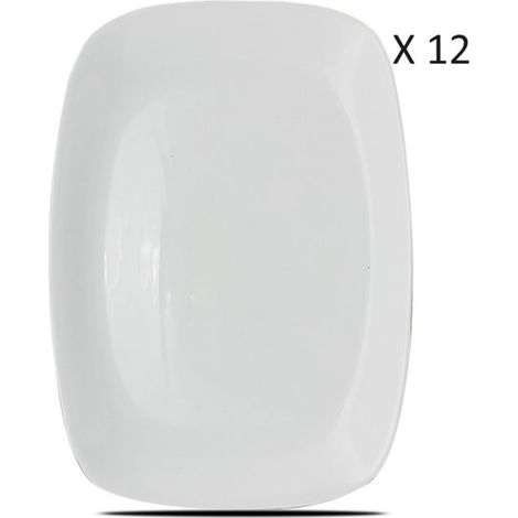 Assiette plate à dessert - JUANIO - Lot de 12 - Verre opale - 21,7x16,3 cm - Micro-ondes & lave-vaisselle (1/4)