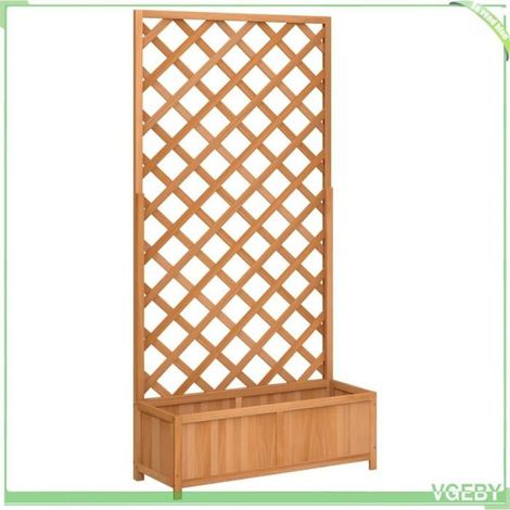 Jardinière avec treillis - FAFEICY - 365479 - Bois massif sapin - 90x35x180 cm - Marron (1/5)