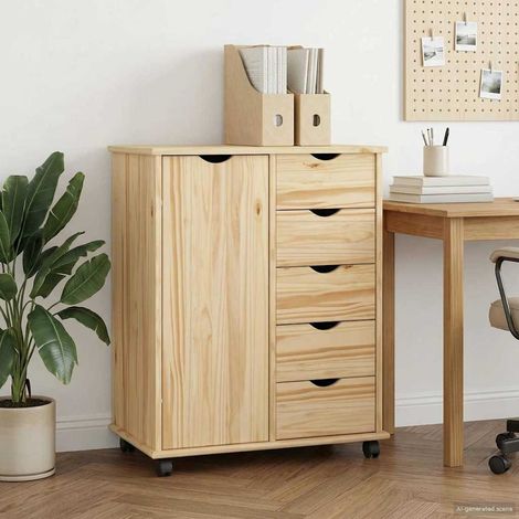 vidaXL Mobile con Ruote con ruota Marrone 63,5 x 39 x 79 cm