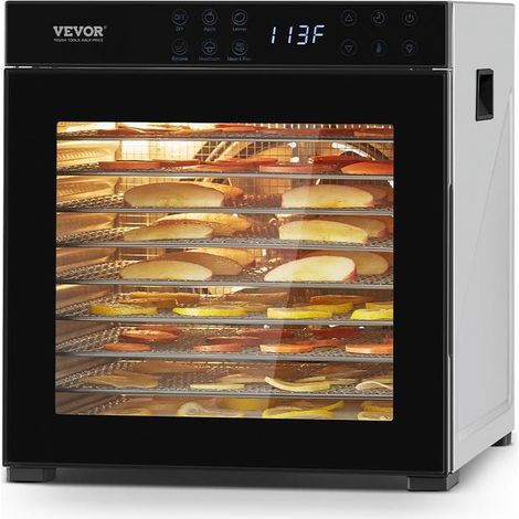 10 plateaux inox Déshydrateur alimentaire 1000 W, température réglable et minuterie 24 h pour fruits et viande (1/5)