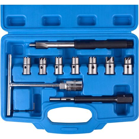 Set of 10 diesel injector seat cutters compatible with Delphi, Bosch, BMW, MERC, CRD, PSA, Ford and Fiat (1/5)