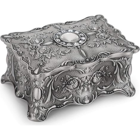 Rechteckige Schmuckschatulle, Vintage-Schmuckschatulle aus Metall (1/5)