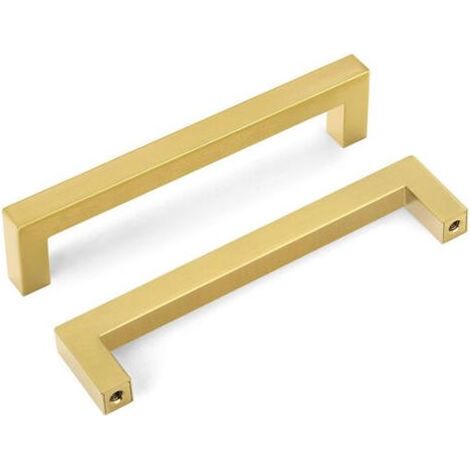 Lot de 5 Poignee Meuble Dorée Poignée Tiroir Laiton - Poignée Dorée Poignée Cuisine Dorée en Laiton Brossé Entraxe 160mm (1/4)