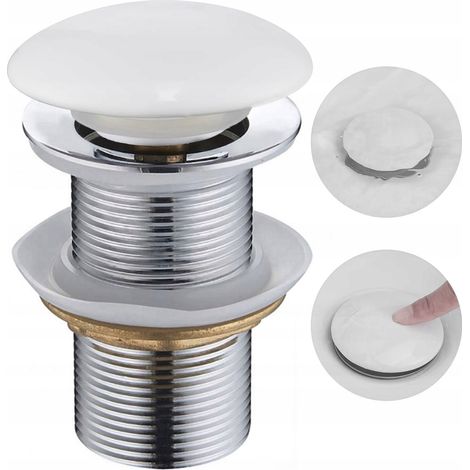 Tapón de lavabo de cerámica sin rebosadero, blanco (1/4)