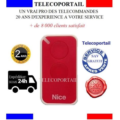 TELECOMMANDE ERA INTI ROUGE-ROSE COMPATIBLE NICE FLOR S 2 FLO2 R-S (1/2)