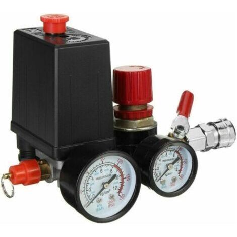 NALOOKAMIC Jauges de r��gulateur de collecteur de soupape de commande de pressostat de compresseur d'air 90120PSI