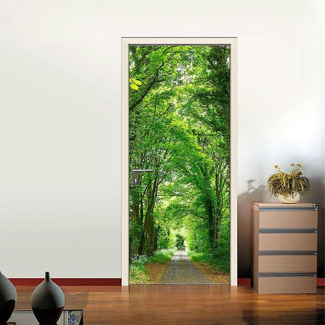 porte Murale 3d Porte Verte (coupe En 2 Pices 45x200cm), Autocollants De Porte D'art De Bureau, Convient Aux Portes Intrieures, Dcoration De Maiso (1/4)