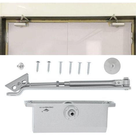 Fermetur Automatique Hydraulique pour Porte avec Amortisseur et Bras Robustes Aluminium, Régulation Vitesse et Angle Max 180°, Dimensions 202x65x70mm et Capacité 60-85kg