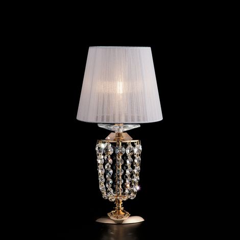 Bonetti Illumina - Mozart - Tischlampe aus Eisen und goldenem Messing mit 1 Lampenschirm H.40 - Ø20 - BL189-LT-OR
