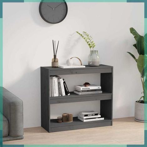808185 Bibliothèque/Séparateur de pièce Gris 80x30x71,5 cm Pin massif (1/5)