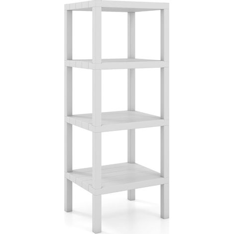 Scaffale portaoggetti in plastica a 4 ripiani, bianco, 38x32,5x99 cm
