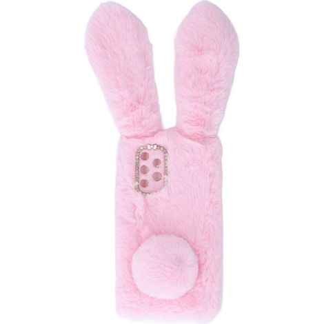 Housse de téléphone à oreilles de lapin rose douce et chaude, coque TPU en fourrure de lapin lisse, étui protecteur d'hiver pour Samsung A32 4G (1/5)